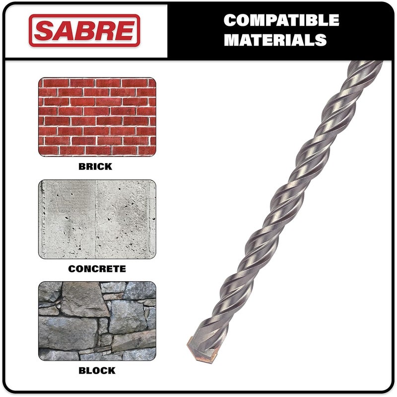 Sabre Tools 9/16 Inch x 12 Inch SDS Plus Rotary Hammer Drill Bit, Carbide Tipped for Brick, Stone, and Concrete Version 2 (9/16" x 10" x 12") - Image 3